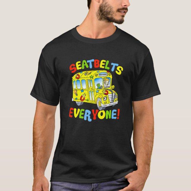 Camiseta Cintos De Segurança Todos Engraçado Ônibus Escolar (Frente)