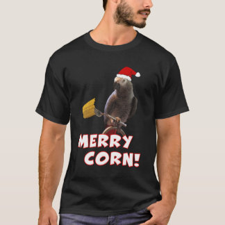 Camiseta Cinza Africana Papagaio Feliz de Natal Milho Longo