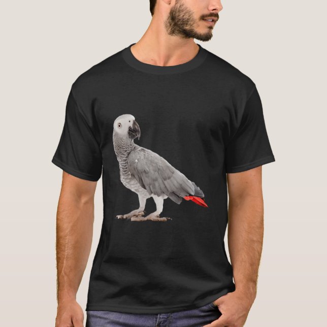 Camiseta Cinza africana Parrot Bird S (Frente)