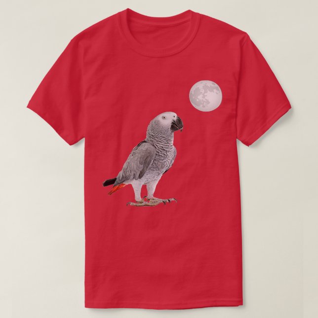 Camiseta Cinza africana Parrot Moon (Frente do Design)