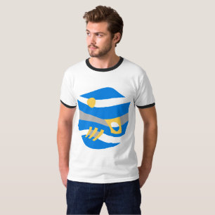 Camiseta Cinza Amarelo Azul Arca abstrato Noah