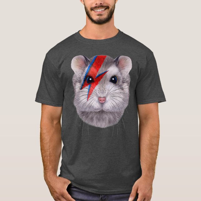 Camiseta Cinza anã Hamster com Red Lightning Bolt ativado (Frente)