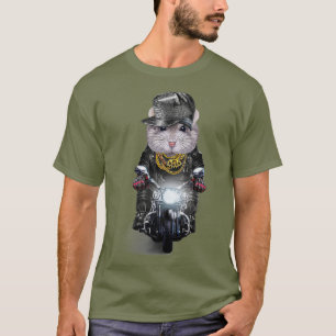 Camiseta Cinza Anã Hamster vestindo Anel de Boné Hip