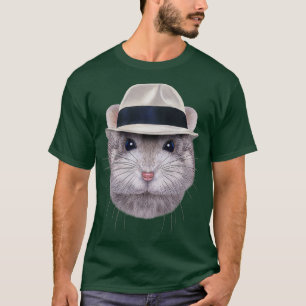 Camiseta Cinza Anã Hamster vestindo Fedora Hat Premium