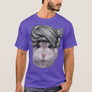Camiseta Cinza anã Hamster vestindo trama na cabeça de Tu