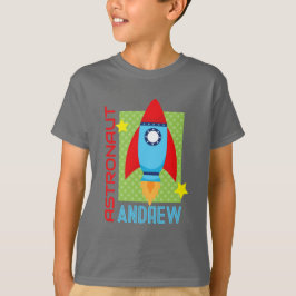 Camiseta Cinza Astronauta Nome Space Rocket Party Shirt