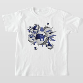 Camiseta cinza azul da menina cestos estrelas monograma