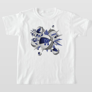 Camiseta cinza azul da menina cestos estrelas monograma