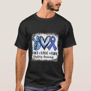 Camiseta Cinza Azul de Fita Azul com Amor de Paz Descoberta