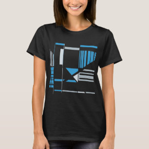 Camiseta Cinza Azul Estilo de Arte Sudoeste Linhas Design T
