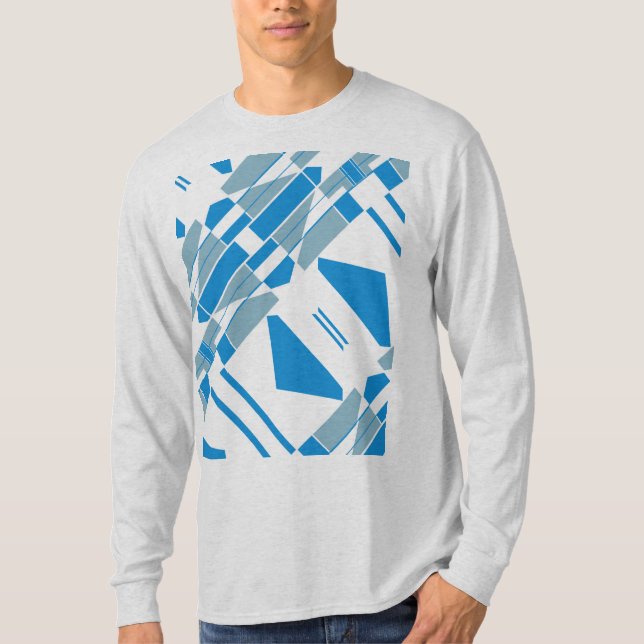 Camiseta Cinza Azul Formas Diagonais MCM inspirado no sudoe (Frente)