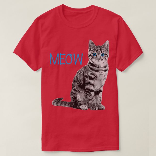 Camiseta Cinza Azul-Gato Motivo Adora Gatos (Frente do Design)