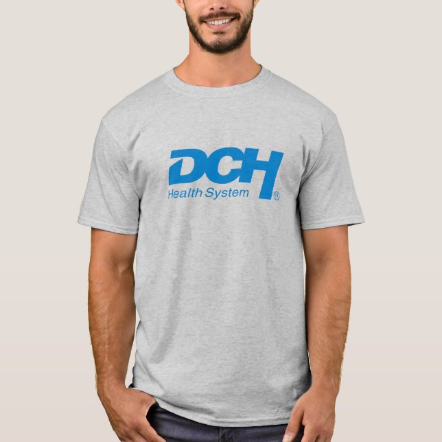 Camiseta Cinza básica - Logotipo azul DCH grande (Frente)