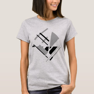 Camiseta Cinza Black Medley de Formas Geométricas de Abstr