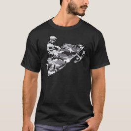Camiseta Cinza Camo traçado em cópia negra