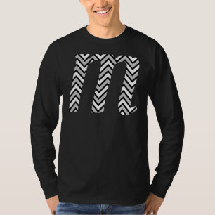 Camiseta Cinza Chevron White Zigzag Padrão Monograma Inicia