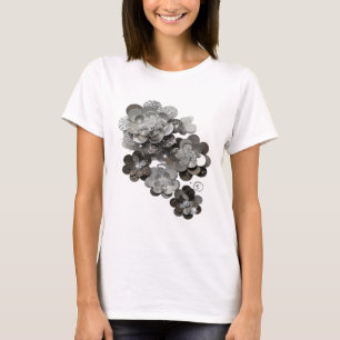 Camiseta Cinza Clássico DESIGNE FLORAL PRATA Design Ousado