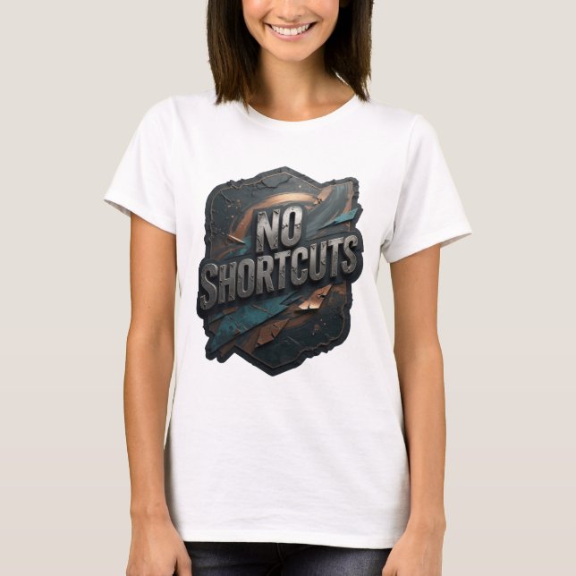 Camiseta Cinza da Moda Sem ATALHOS Slogan (Frente)