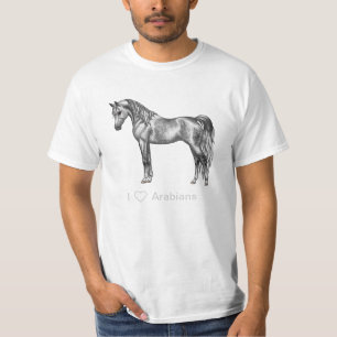 Camiseta Cinza de ananás egípcia, cavalo árabe