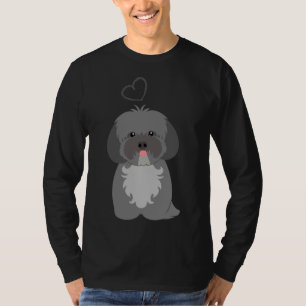 Camiseta Cinza De Cinza De Amor Lhasa Apso Shih Tzu Dog