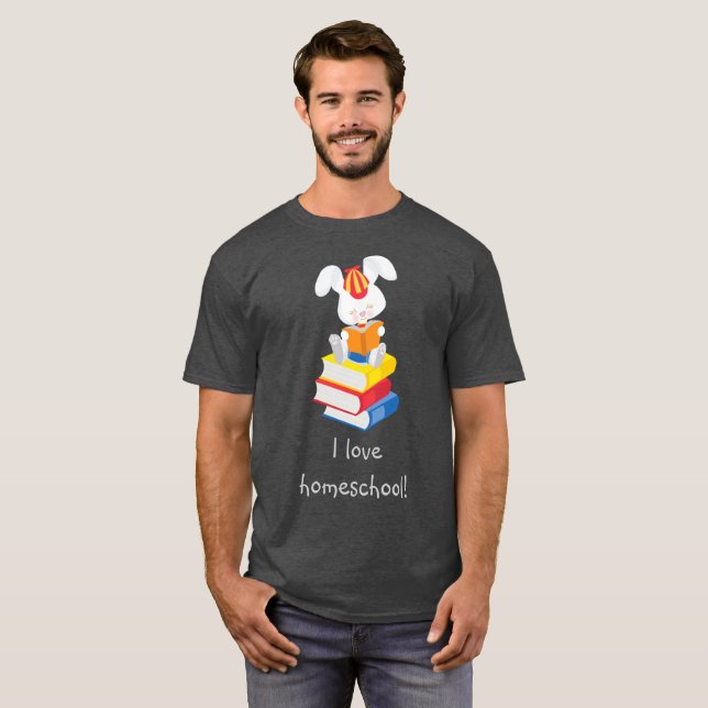 Camiseta Cinza de coelhinhos da escola doméstica (Frente Completa)