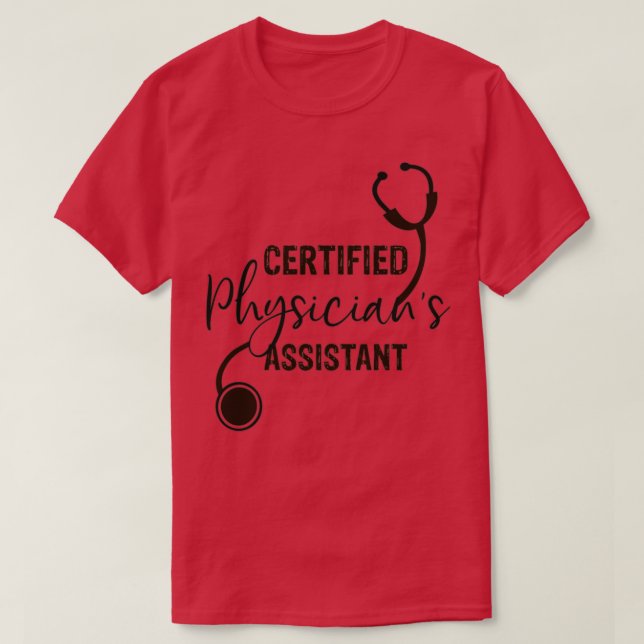 Camiseta Cinza de estetoscópio auxiliar Certified Physician (Frente do Design)