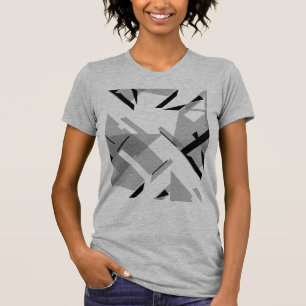 Camiseta Cinza de Formas Negras Abstrato de Arte MCM inspir