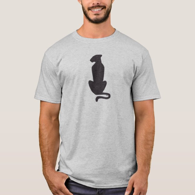 Camiseta cinza de Gato Negro Silhouette (Frente)