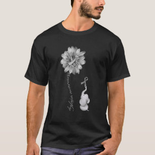 Camiseta Cinza de girassol elefante Dislexia Sensibilização