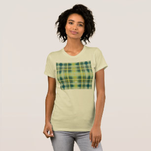 Camiseta Cinza de laranja verde e vírgula, padrão de xadrez