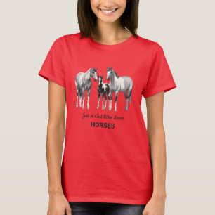 Camiseta Cinza De Maçã Em Cavalos De Tintas