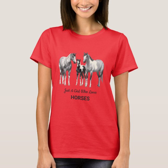 Camiseta Cinza De Maçã Em Cavalos De Tintas (Frente)
