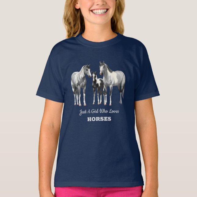 Camiseta Cinza De Maçã Em Cavalos De Tintas (Frente)