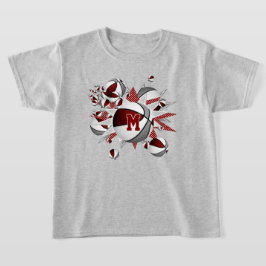 Camiseta cinza de marôons, bolas e estrelas