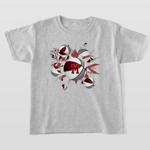 Camiseta cinza de marôons, bolas e estrelas