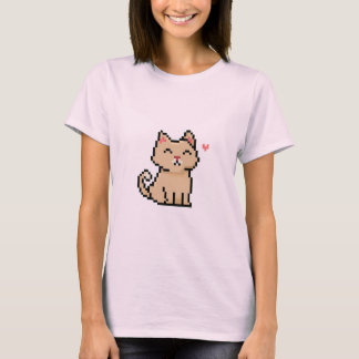 Camiseta cinza de píxeis sentado em gato-animal-de-estimaçã