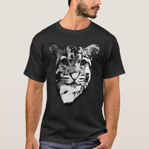 Camiseta Cinza de predador-leopardo com impressão impressão