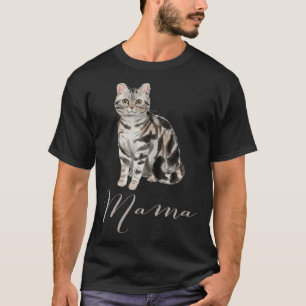 Camiseta Cinza de Shorthair Americana por Cat Mama Cat Mãe 