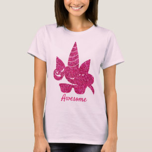 Camiseta Cinza de sol fofo cor-de-rosa-Unicorn