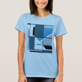 Camiseta Cinza de Teto Azul Preto MCM Olhar Abstrato Geomét