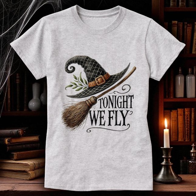 Camiseta Cinza de vassouras de bruxas do Halloween (Criador carregado)