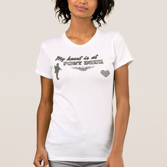 Camiseta Cinza do design do t-shirt de Fort Drum (Frente)