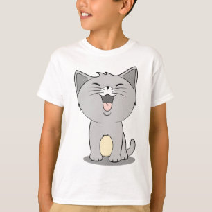 Camiseta Cinza do gatinho de Kawaii