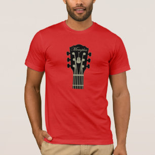 Camiseta Cinza do preto da guitarra de Memphis no vermelho