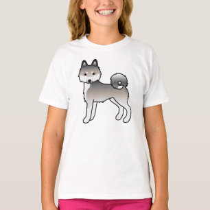 Camiseta Cinza E Cão De Cartoon Branco Klee Kai Cute