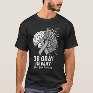 Camiseta Cinza Em Maio Tumor Cerebral Neurocirurgião Surto