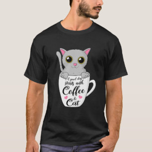 Camiseta Cinza Engraçada Gata Café Mug Gato Sobrescante P