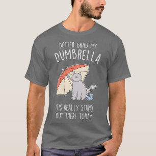 Camiseta Cinza Engraçado Cat Umbrella