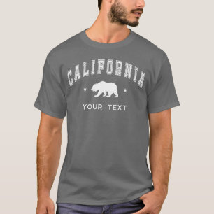 Camiseta Cinza Escura Califórnia, Seu Texto - Urso Cinza