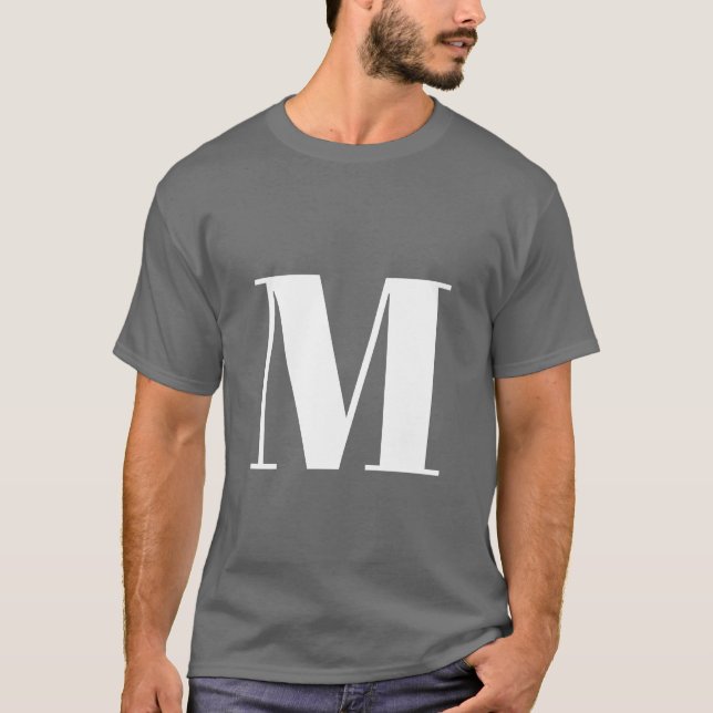 Camiseta Cinza Escura - Letra Inicial Monograma Moderno (Frente)